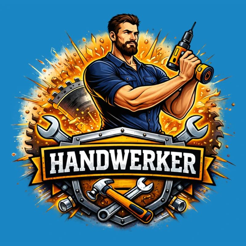Handwerker Logo – Comic Style mit Bohrer