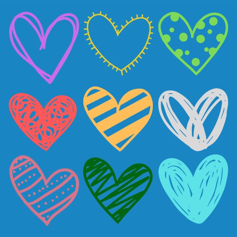 Colorful Doodle Hearts Pattern