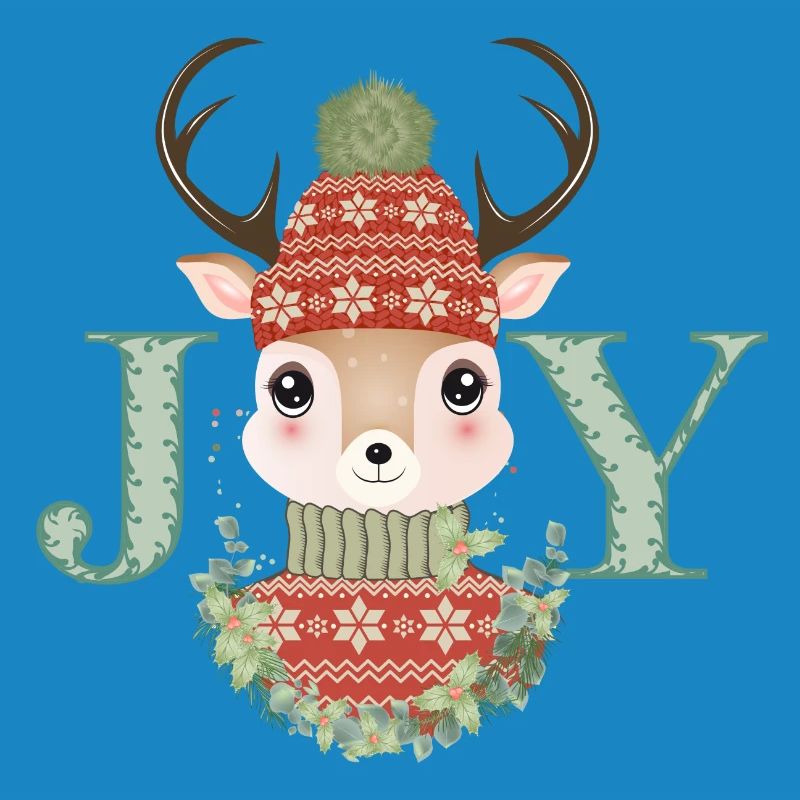 cerf mignon avec pull et bonnet pompon Joy