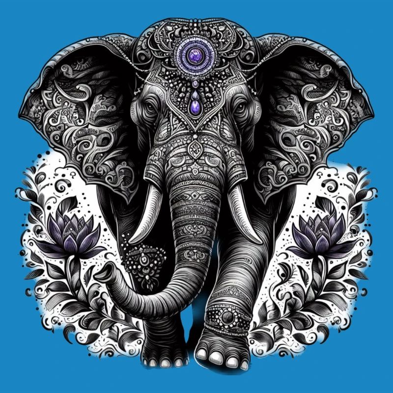 Éléphant avec coiffe