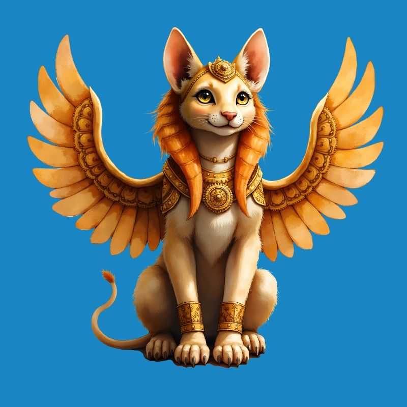 Chat ailé doré