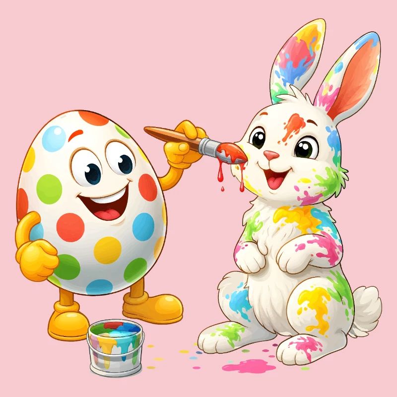 Funny Easter Egg Paints Happy Easter Bunny