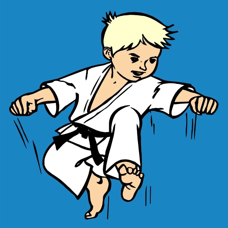 Karatekind oder Judokind mit schwarzem Gürtel