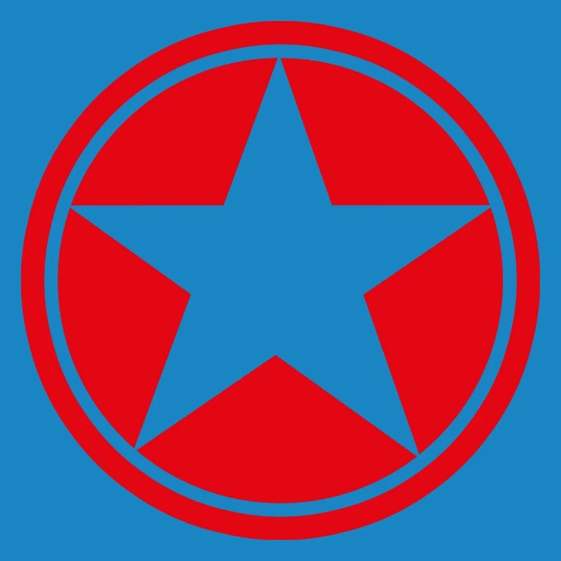 Star in Red Five-Pointed Circle Pentagram