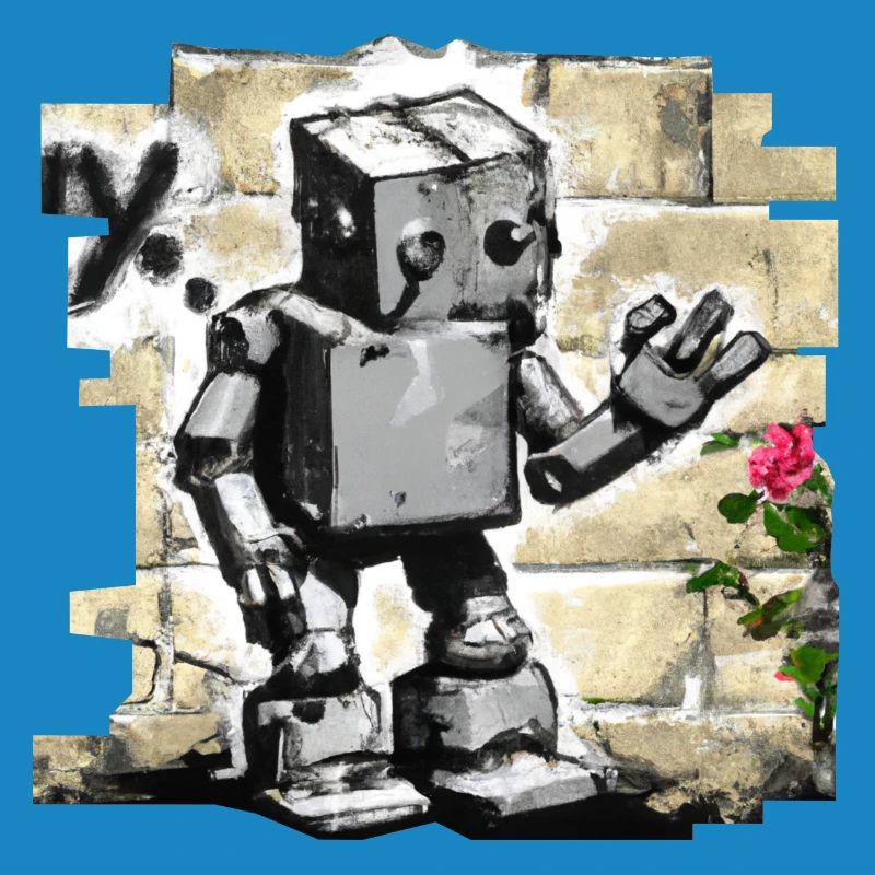 Robot Comic Graffiti Wall Character Rose Urban
