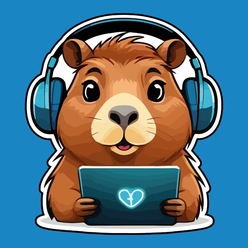 Capybara with computer