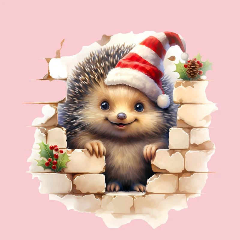 Hérisson de Noël dans le mur