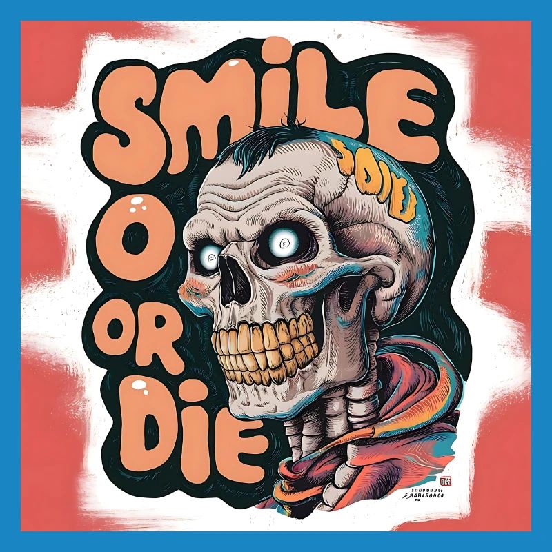 Bald Skeleton with smiling text