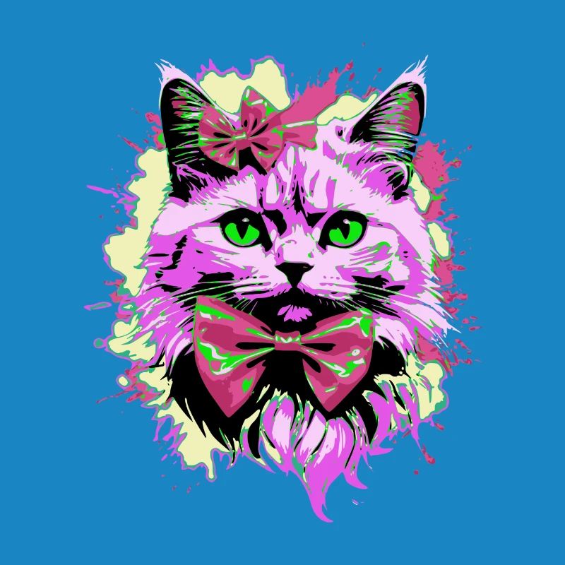 Neonkatze mit Fliege