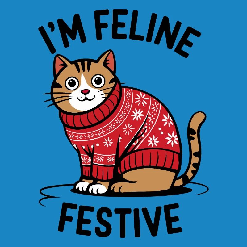 Festliche Katze mit Weihnachtspullover