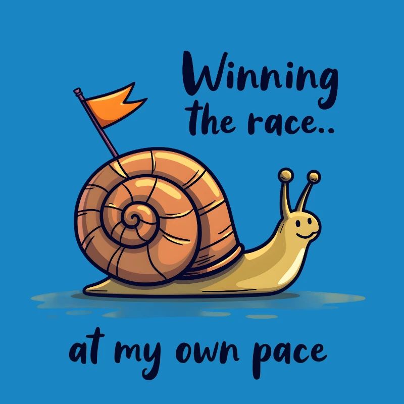 Escargot avec drapeau « Gagner la course »