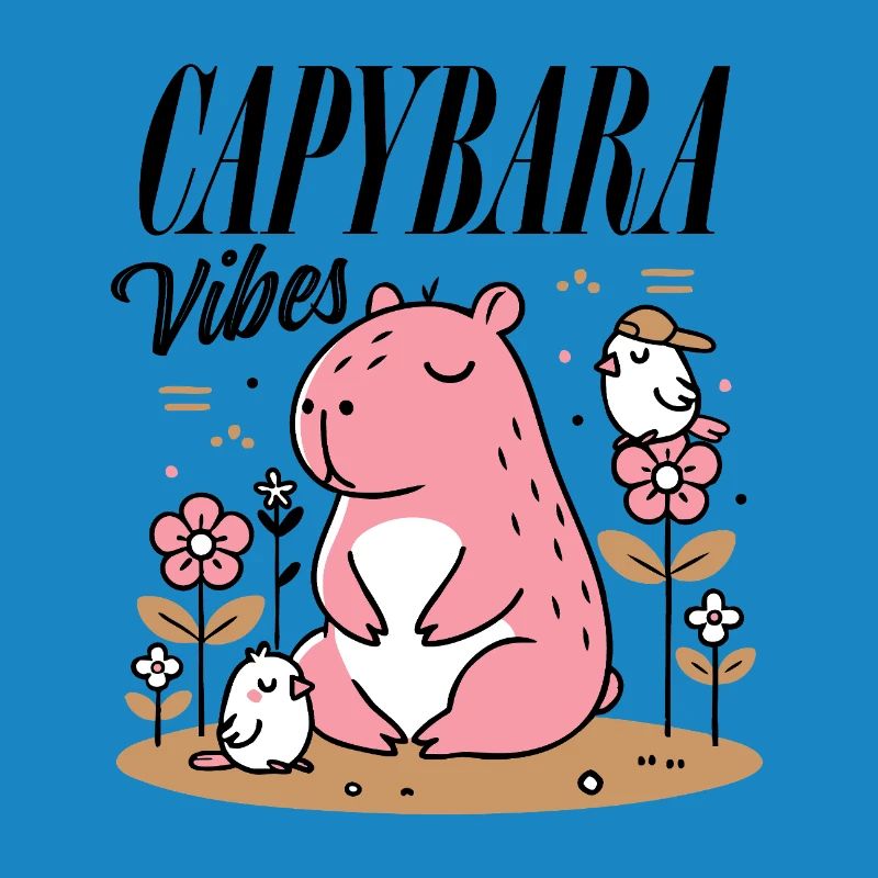 Relaxed capybara with friends