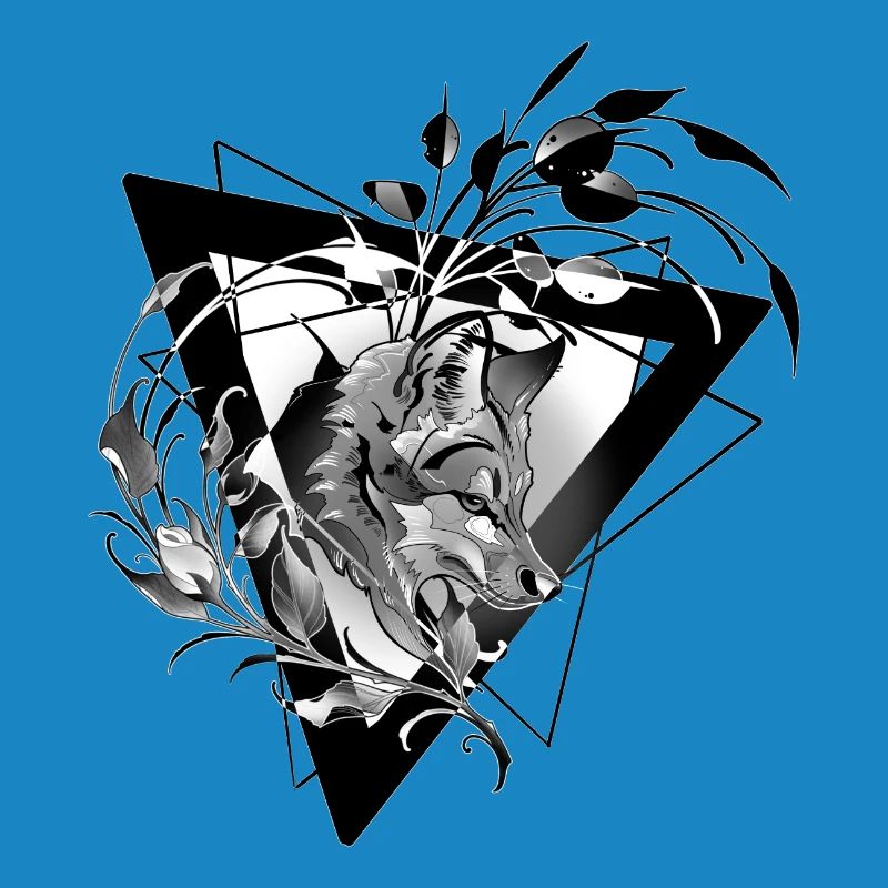 Renard avec feuillage Design noir abstrait