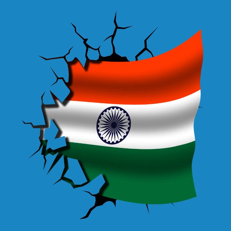 Drapeau de l’Inde - Inde - Drapeau Broken Design