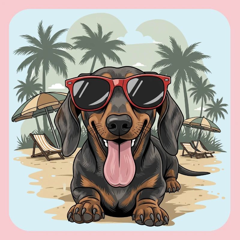 Teckel de plage Teckel Teckel avec lunettes cool