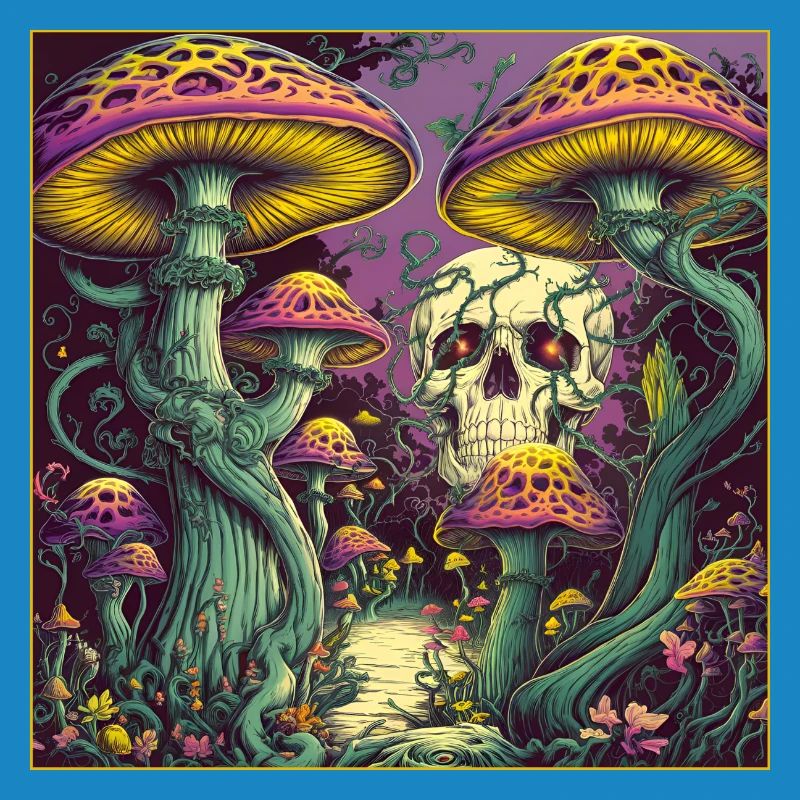Conception de crâne de forêt de champignons