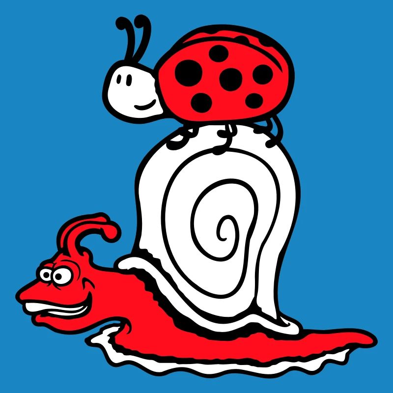 Escargot 2 Amis Coccinelle Équipe Rapide Mignon