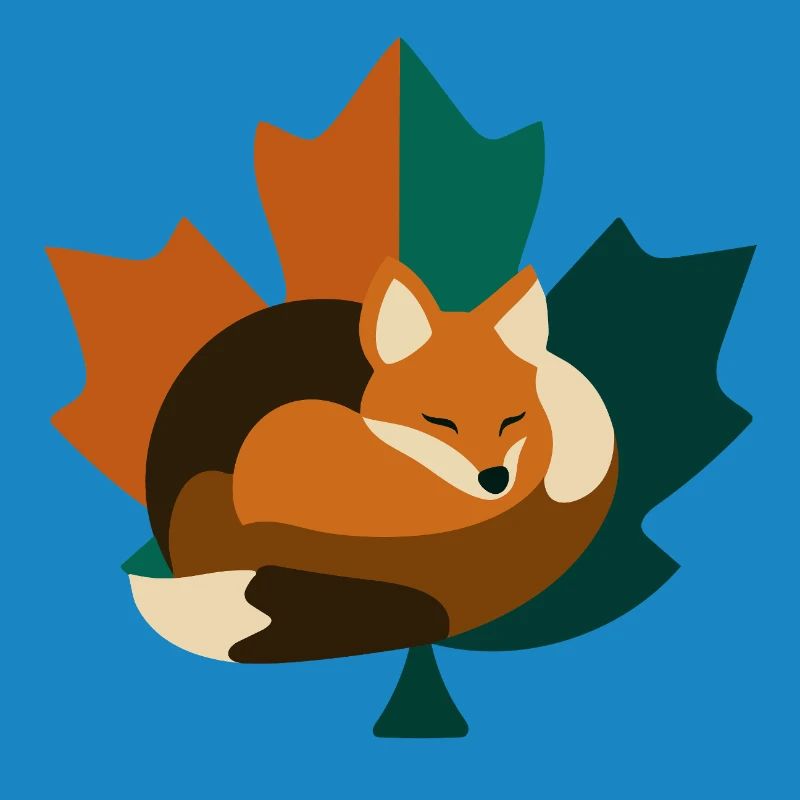 Fox in maple leaf design.
