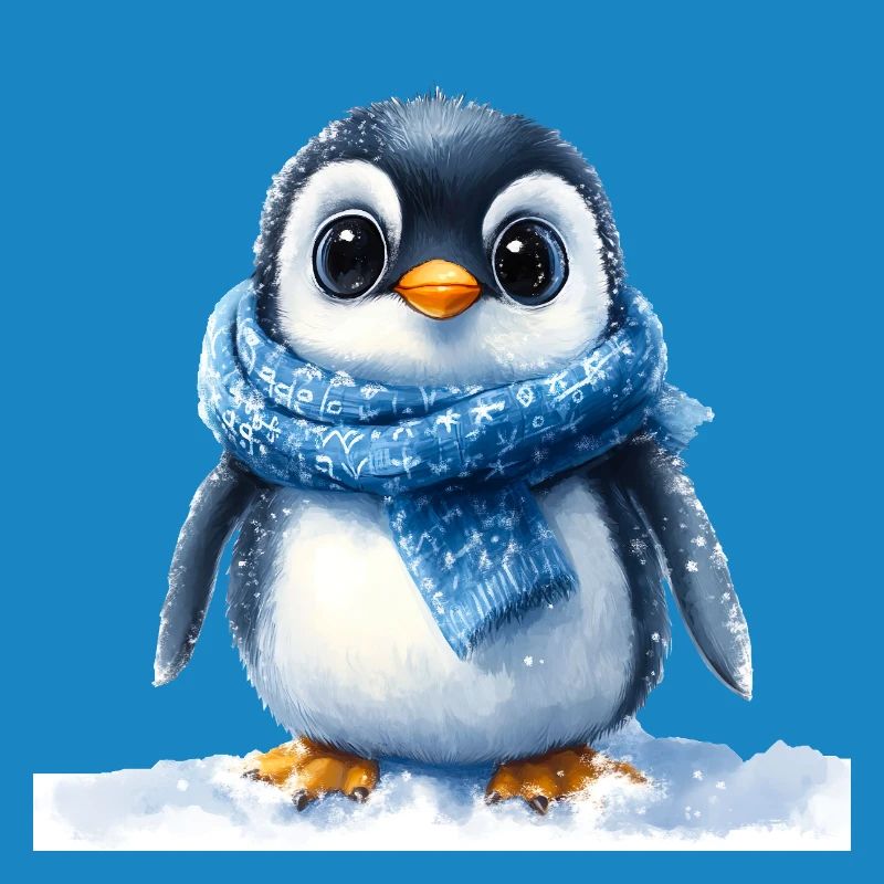 Cute penguin with winter accessory