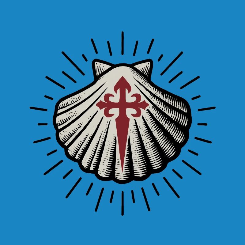 Coquille Saint-Jacques avec Croix de Saint-Jacques-de-Compostelle