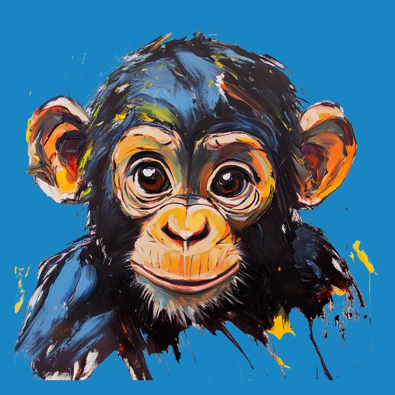 Conception d’art expressive de portrait de bébé singe