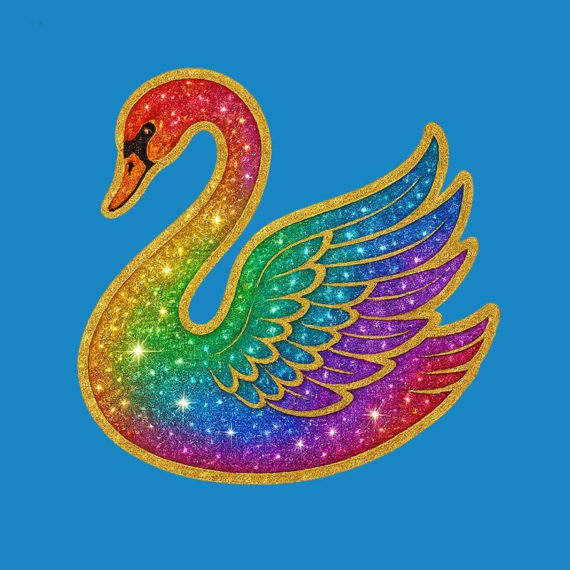Cigno glitterato arcobaleno