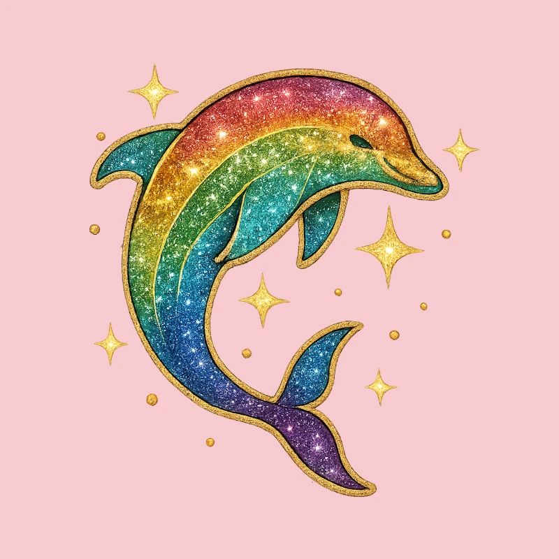 Rainbow Dolphin Star Glitter