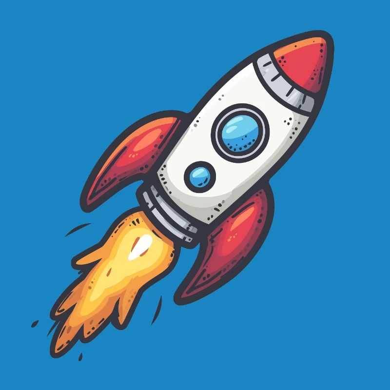 Cartoon Rocket Lightning Force