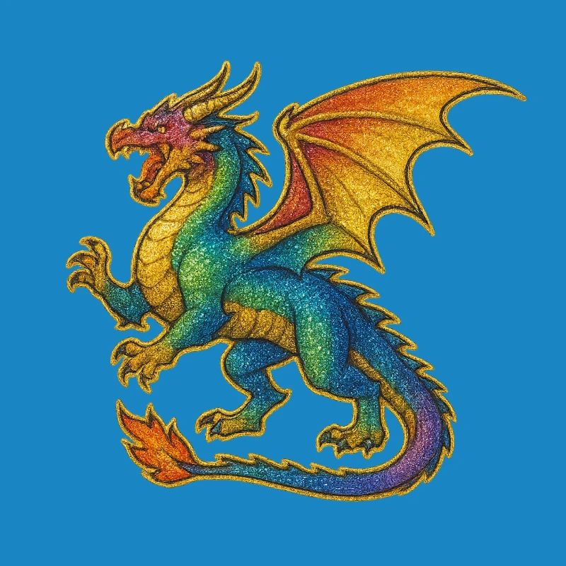 Rainbow Glitter Dragon