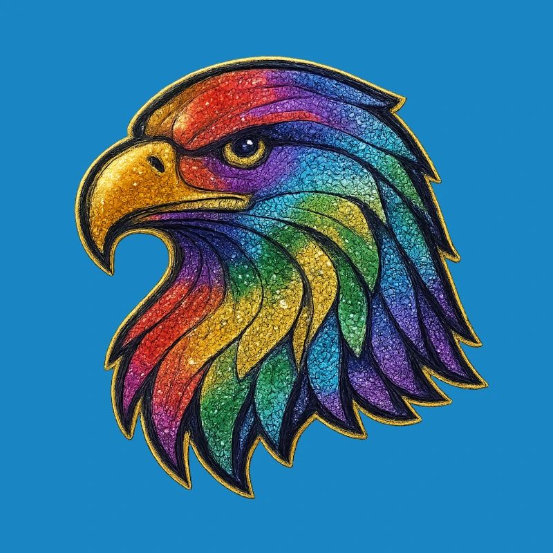 Regenbogen Adler Kopf Patch