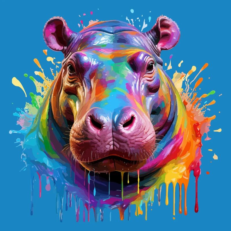 Bunter Hippo Farbexplosion
