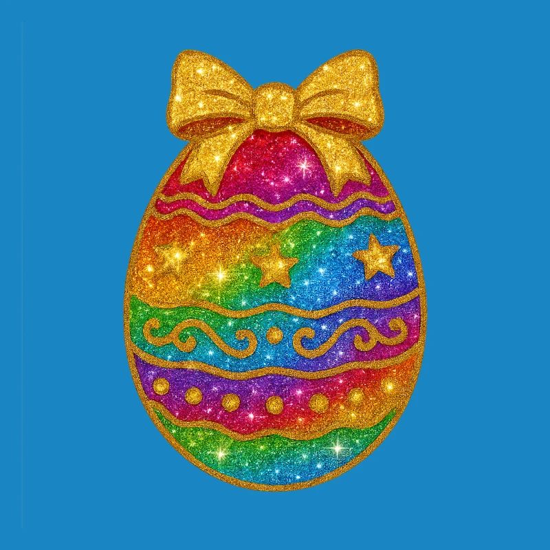 Rainbow Glitter Egg with Bow