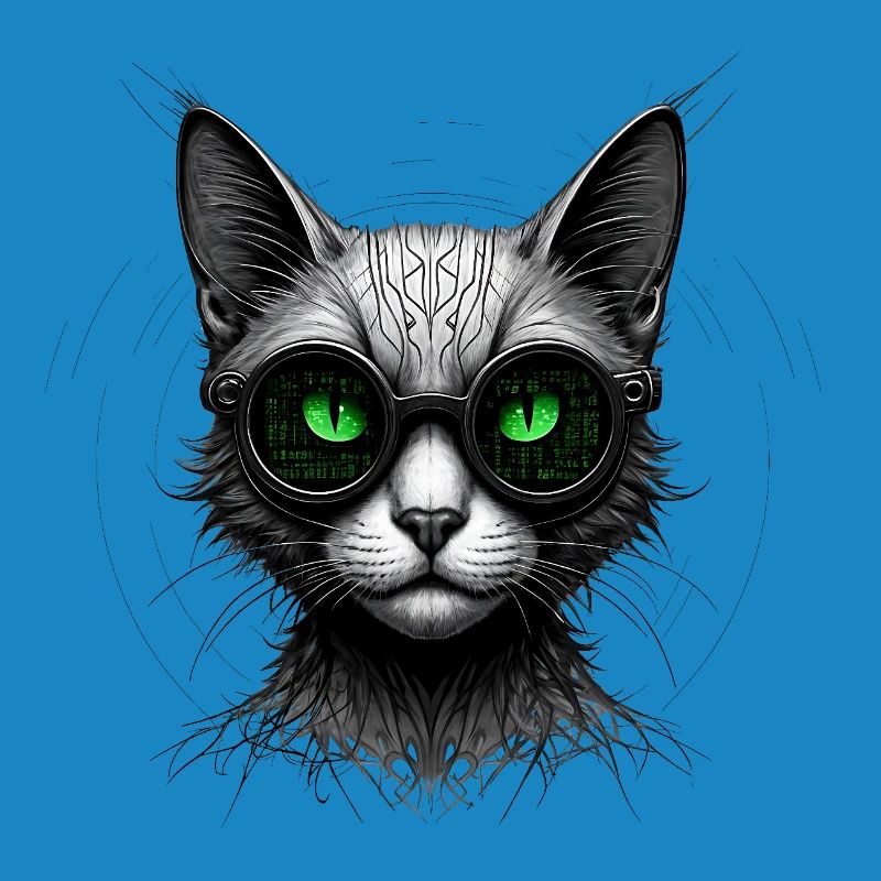 Grüne Augen Computer Programmierer Geek Katze