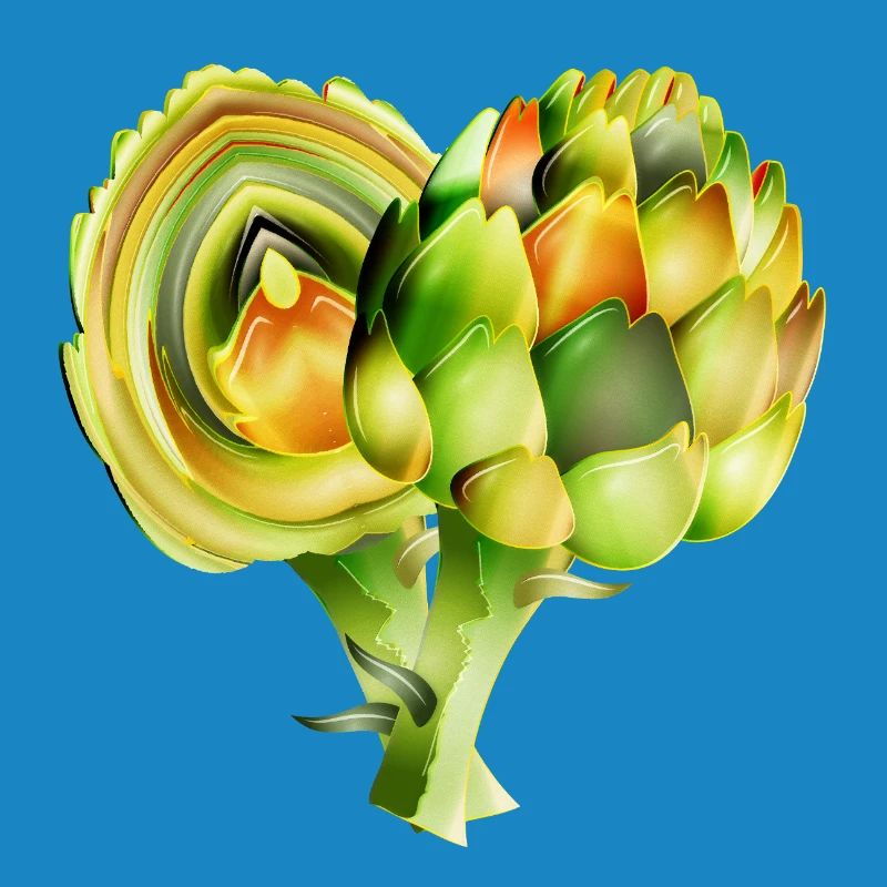 Illustration délicate d’artichauts dans des tons verts chauds