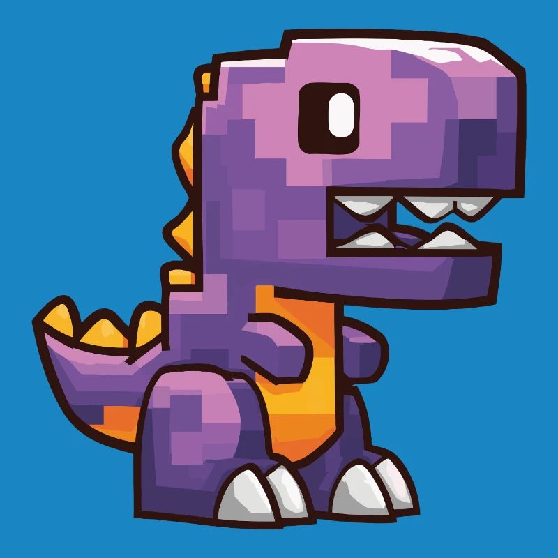 Pixel Dino – T-Rex de dessin animé violet