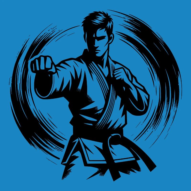 Dynamische Kampfpose Perfekte Karate Silhouette