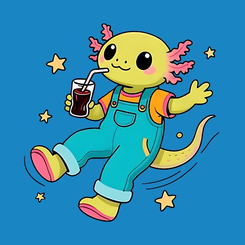 Axolotl joyeux flottant dans l'espace