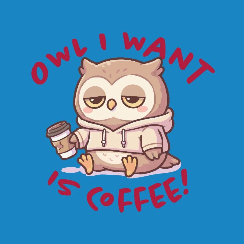 Sweat à capuche Coffee Love Owl Pullover
