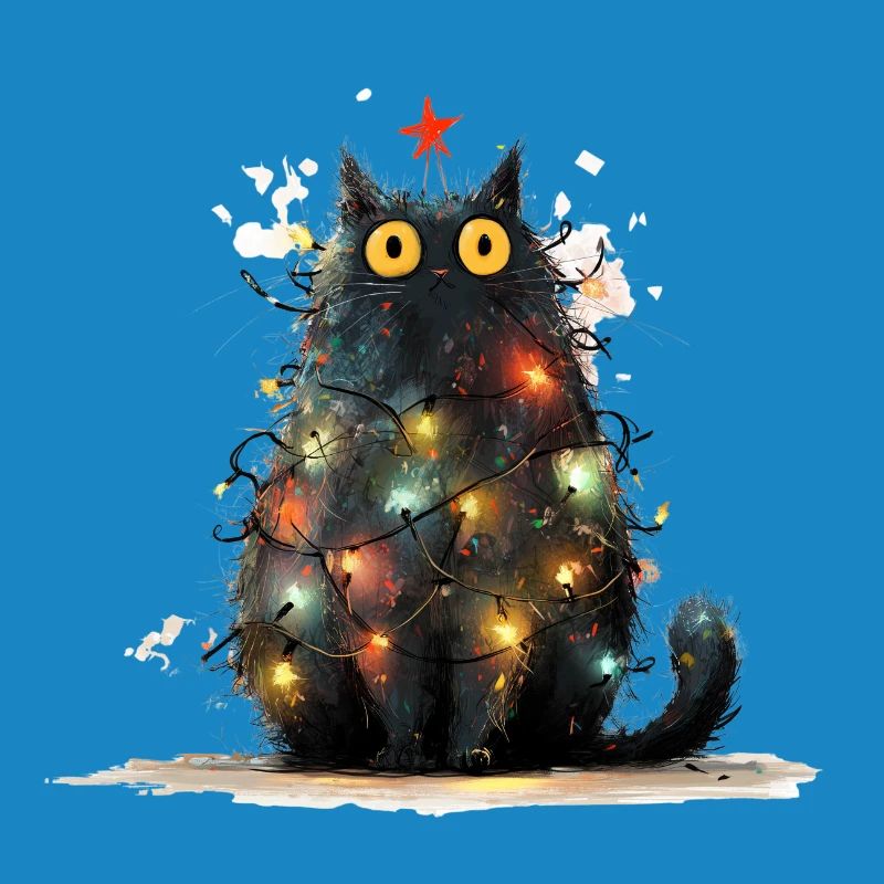 Chat de Noël Chat Noir comme Sapin de Noël