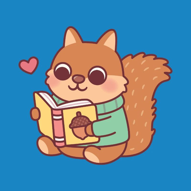 Niedliches Eichhörnchen liest ein Buch