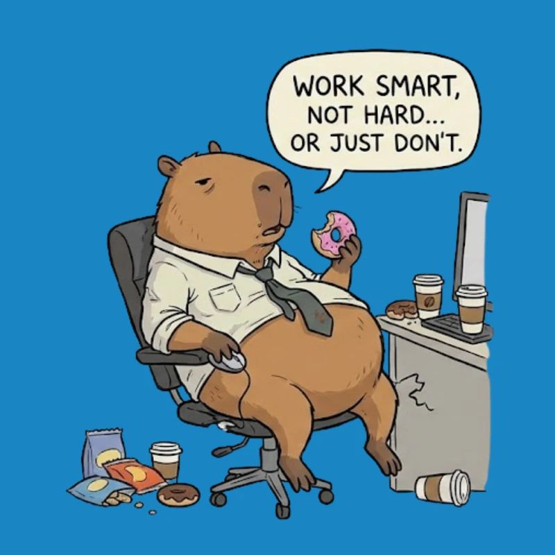Capybara beaver at work: Lazy instead of work