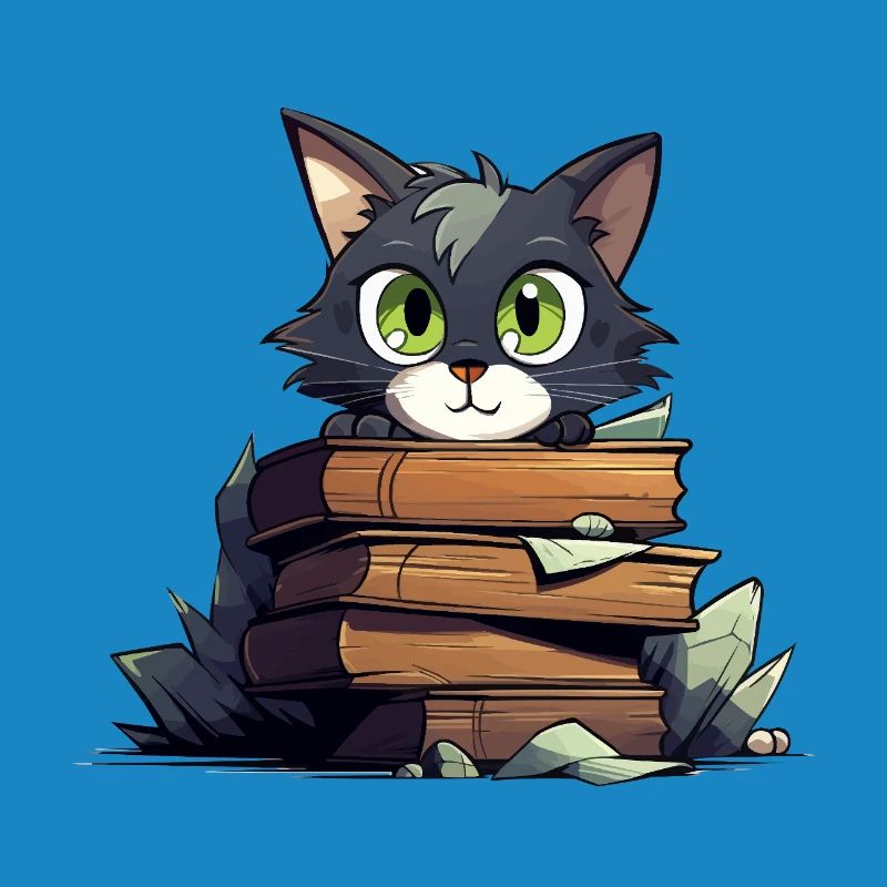 Cat Book Stack