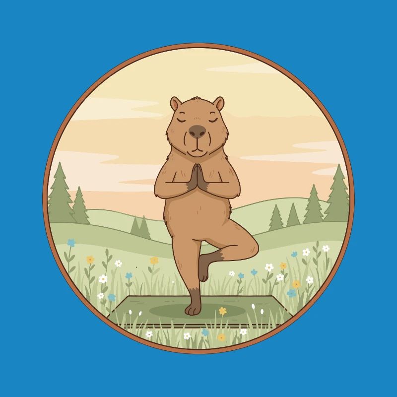 Yoga Capybara Rodent Doing Tree Pose