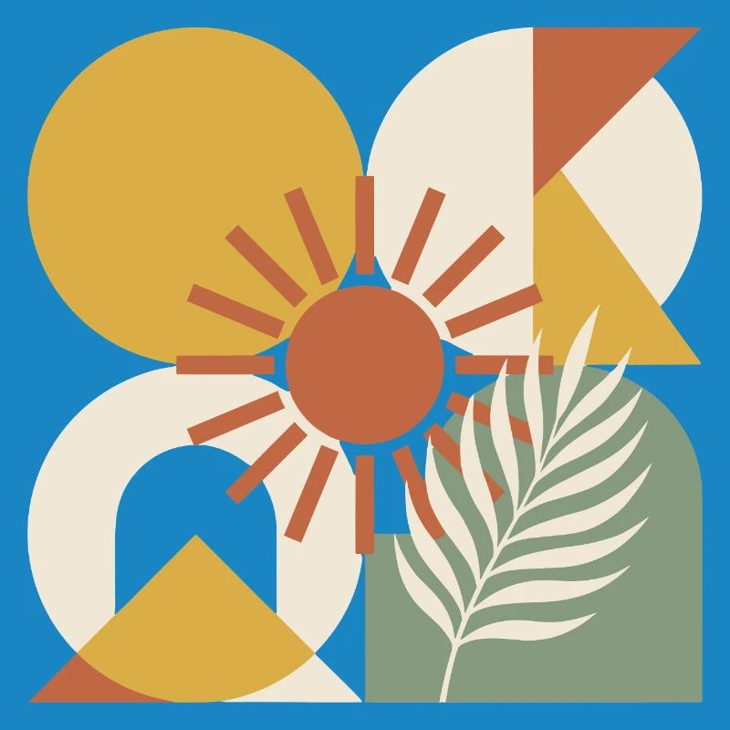 Boho Abstract Geometric Botanical Sunburst