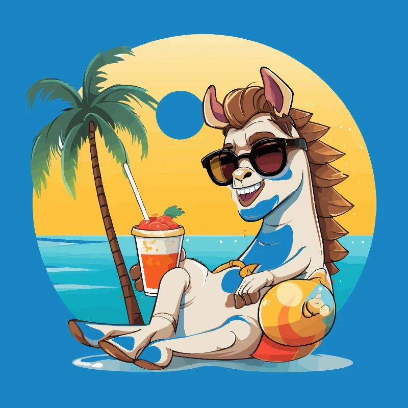 Sunny Beach Llama on Vacation