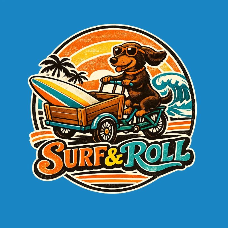 Surf & Roll Dachshund with Surfboard