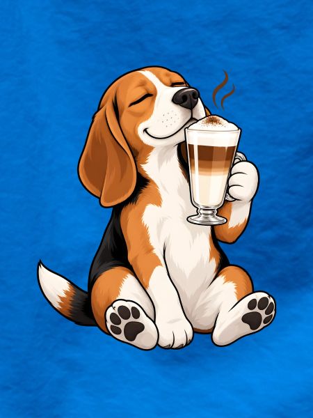 Beagle mit Latte Macchiato