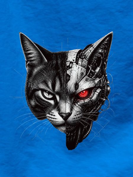 Halb-Katze Cyborg-Katze