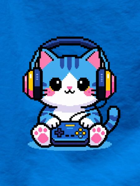 8-Bit Gamer Cat — Retro-Pixelkunst