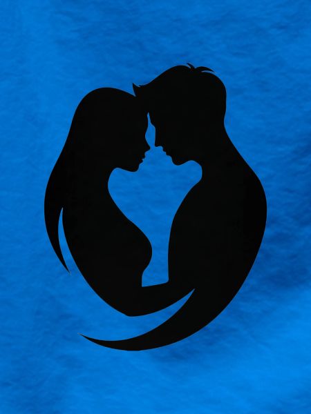 Paar-Silhouetten-Umarmung